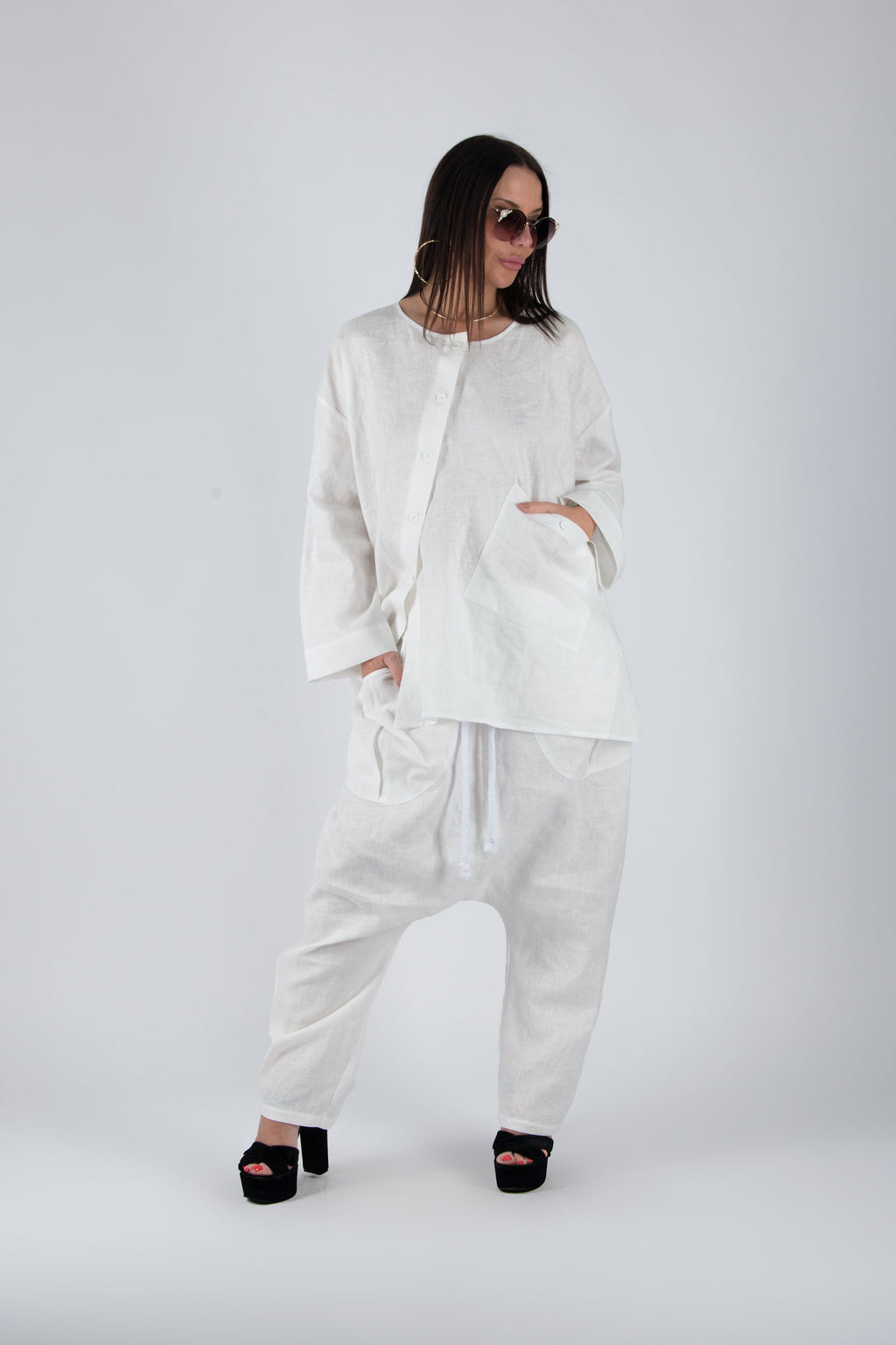 linen loose fit harem set for woman