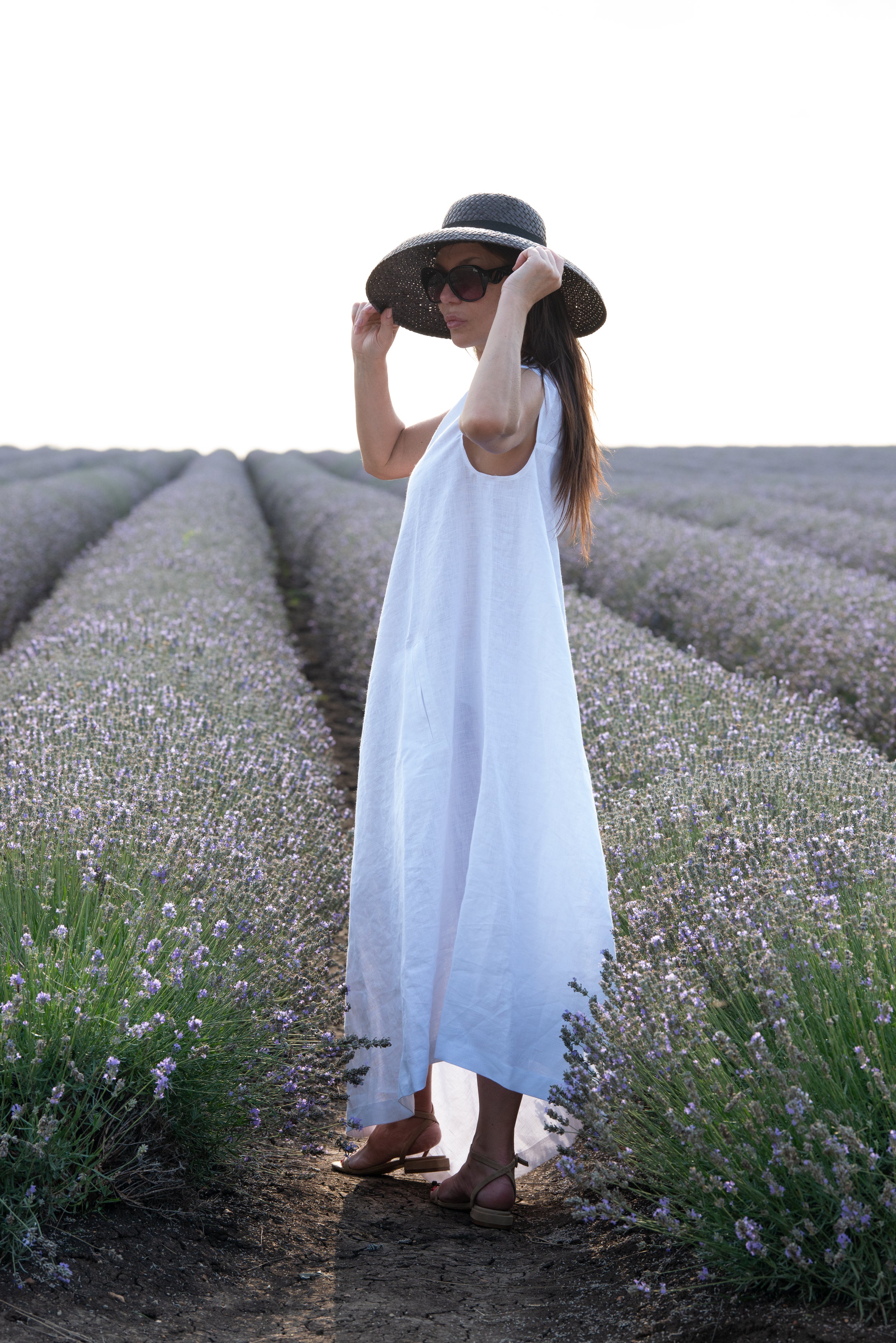 linen off shoulders dress tiffany white color
