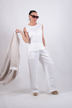 sleeveless white_linen_top #white