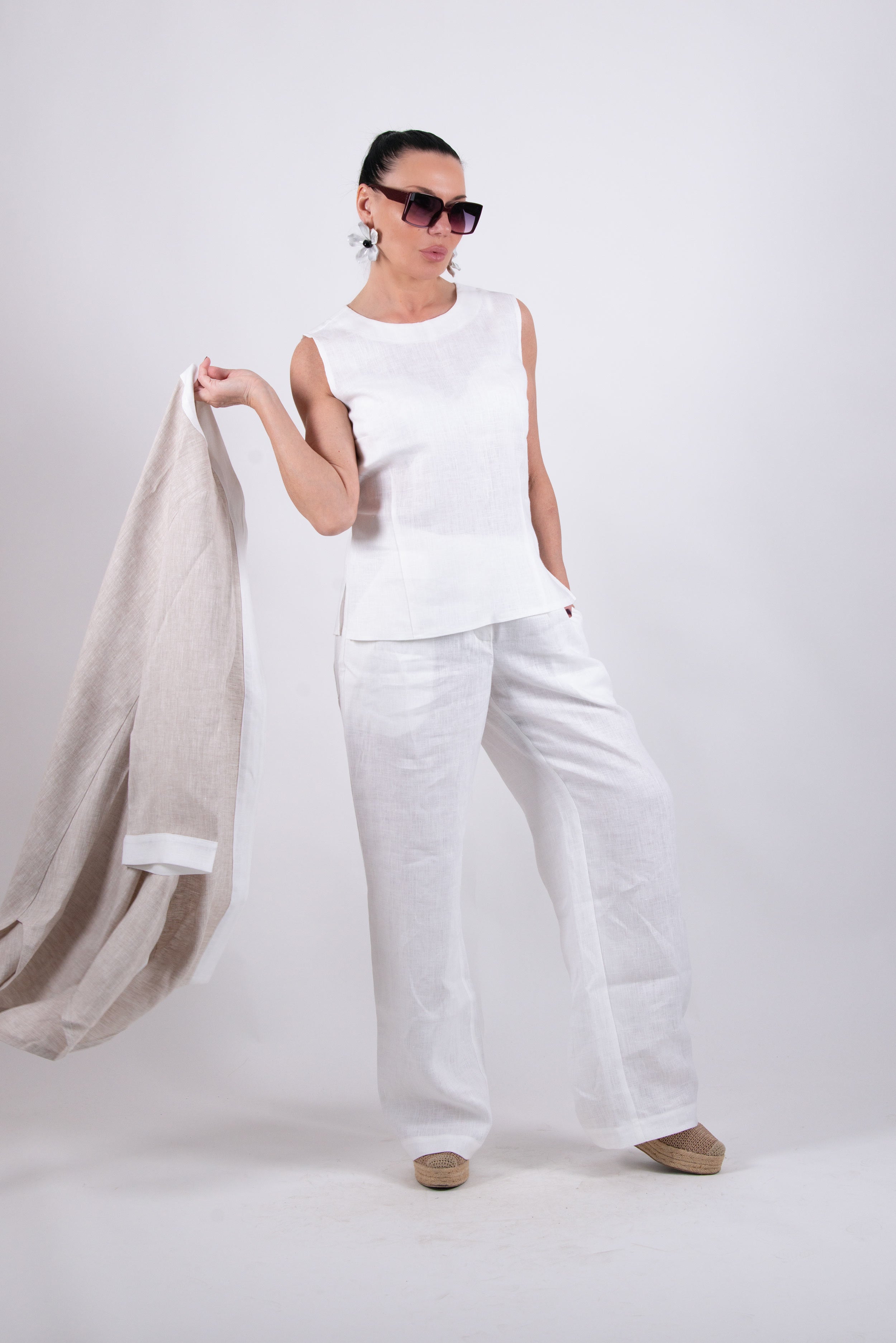 sleeveless white_linen_top #white