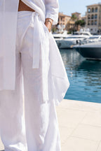 Linen wrap pants #white