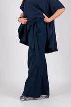 Linen outfit pants and tunic - EUG fashion #dark-blue
