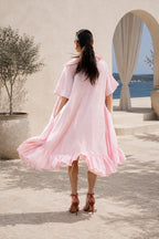 loose fit linen dress #baby-pink
