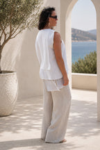 linen long elegant top #off-white