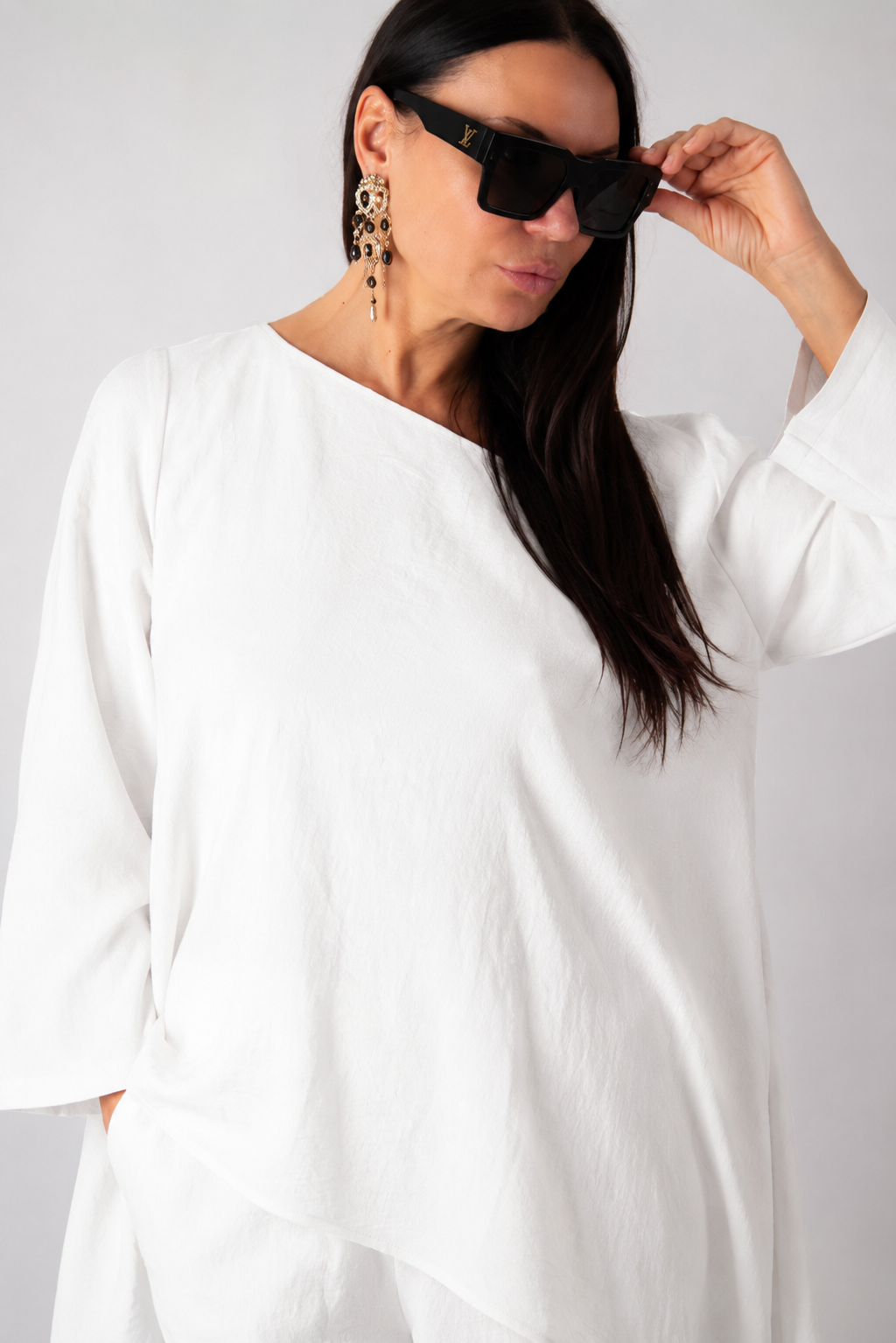 linen white loose top
