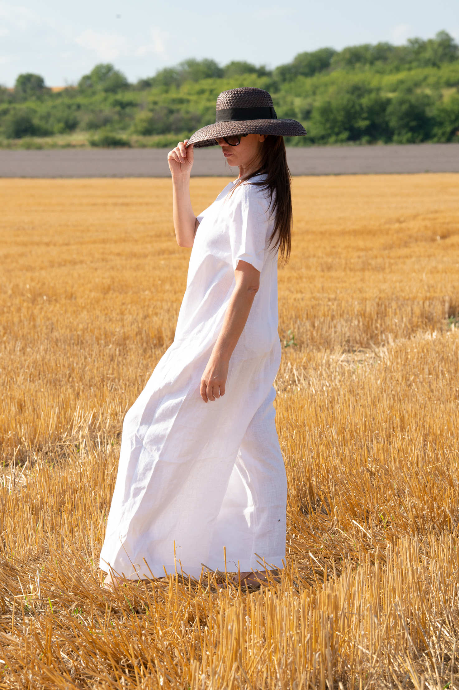wide linen jumpsuit #white