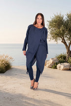linen long sleeves top #dark-blue