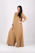 wide linen jumpsuit #beige-sahara