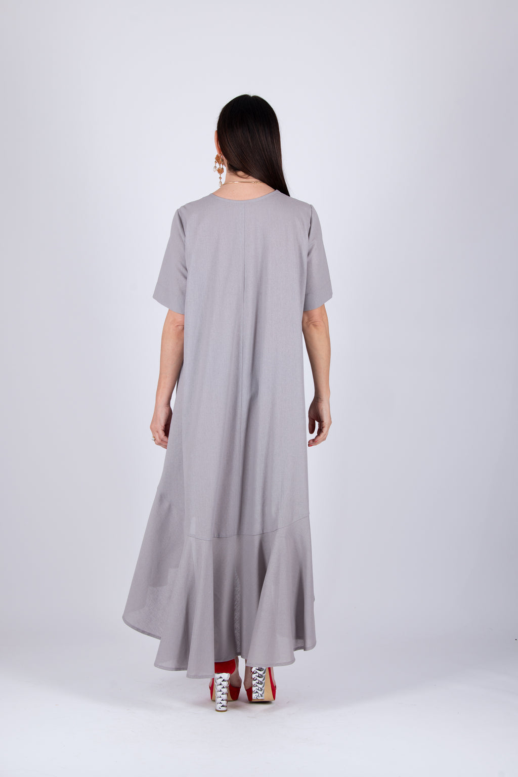 linen long dress - EUG fashion #light-grey