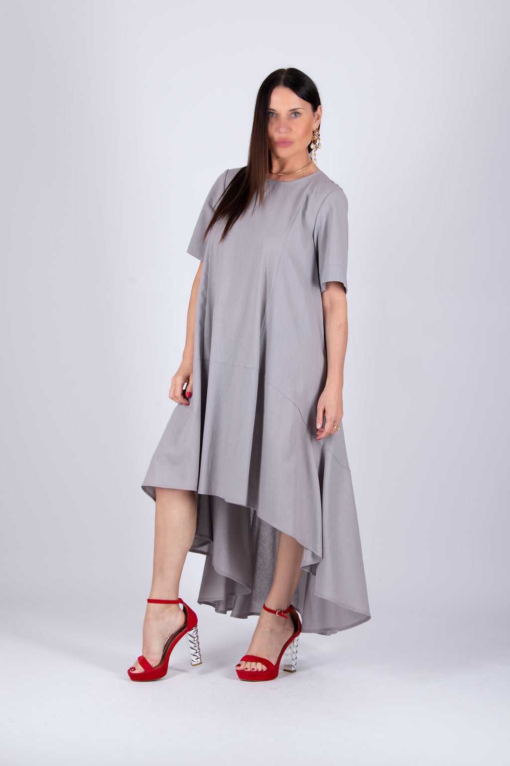 linen grey dress - eug fashion