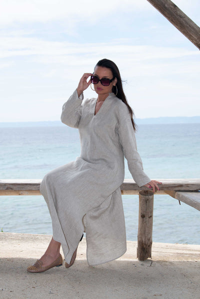 Long Linen Dress ENAS EugFashion 