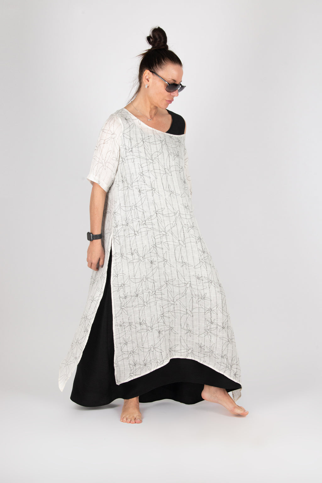 linen long dress #off-white