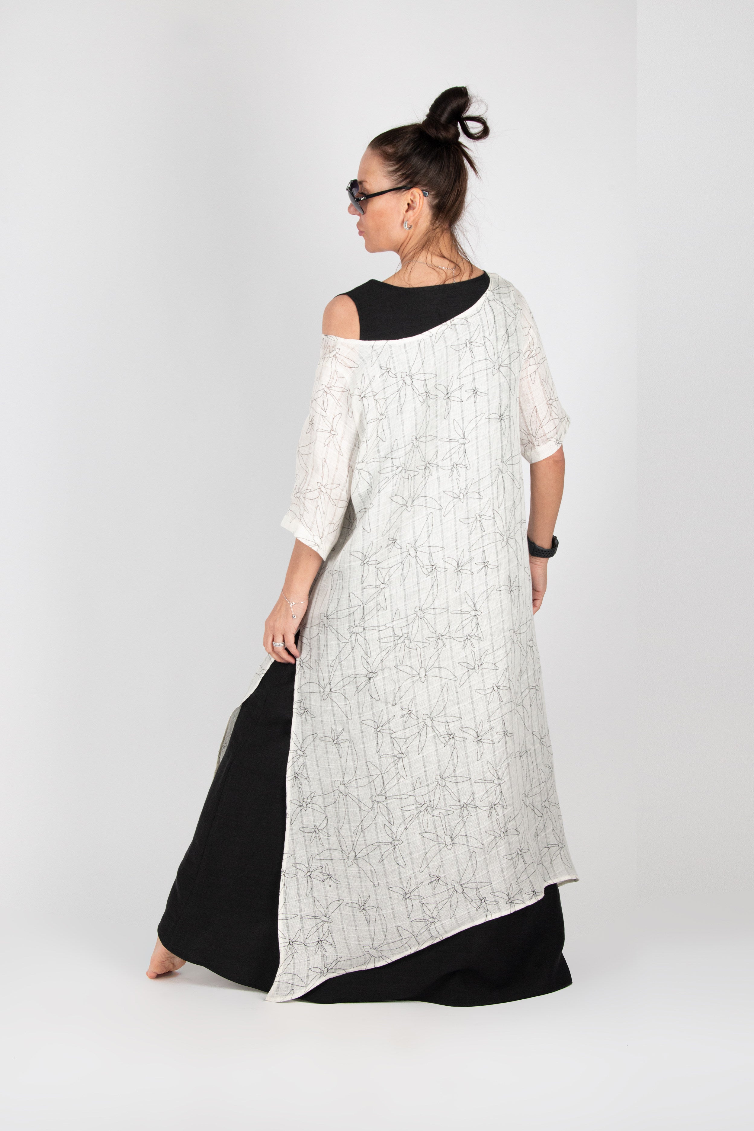 linen long dress #off-white