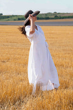 linen wrap summer dress - Eug fashion #white