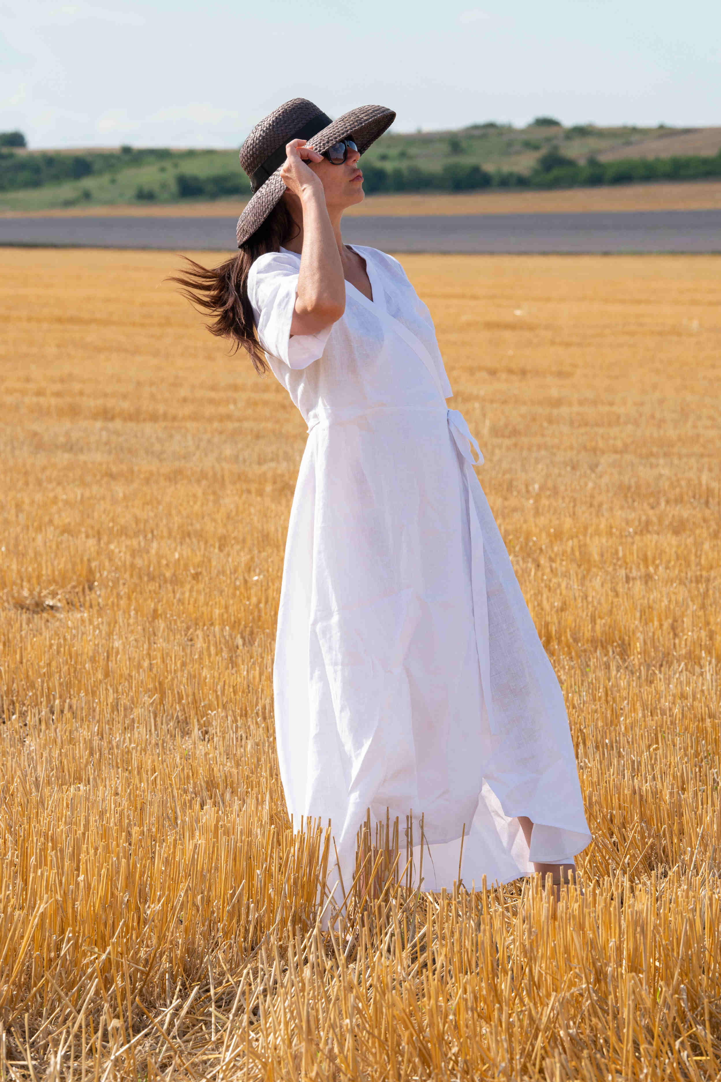linen wrap summer dress - Eug fashion #white