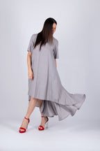linen long dress - EUG fashion #light-grey