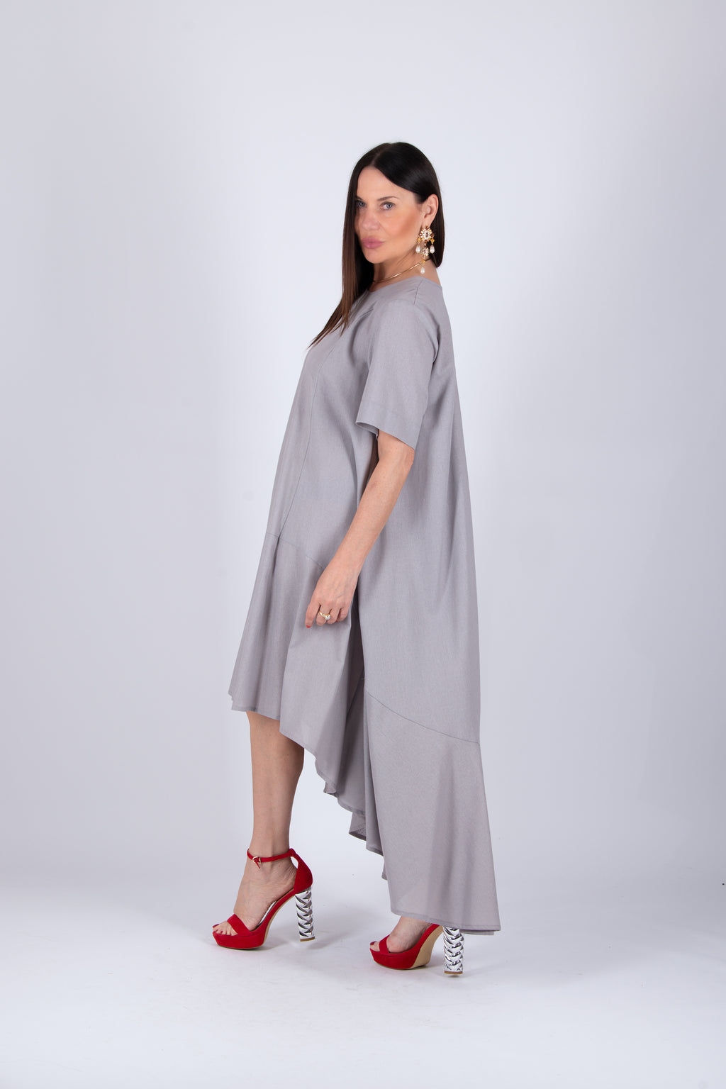 linen long dress - EUG fashion #light-grey