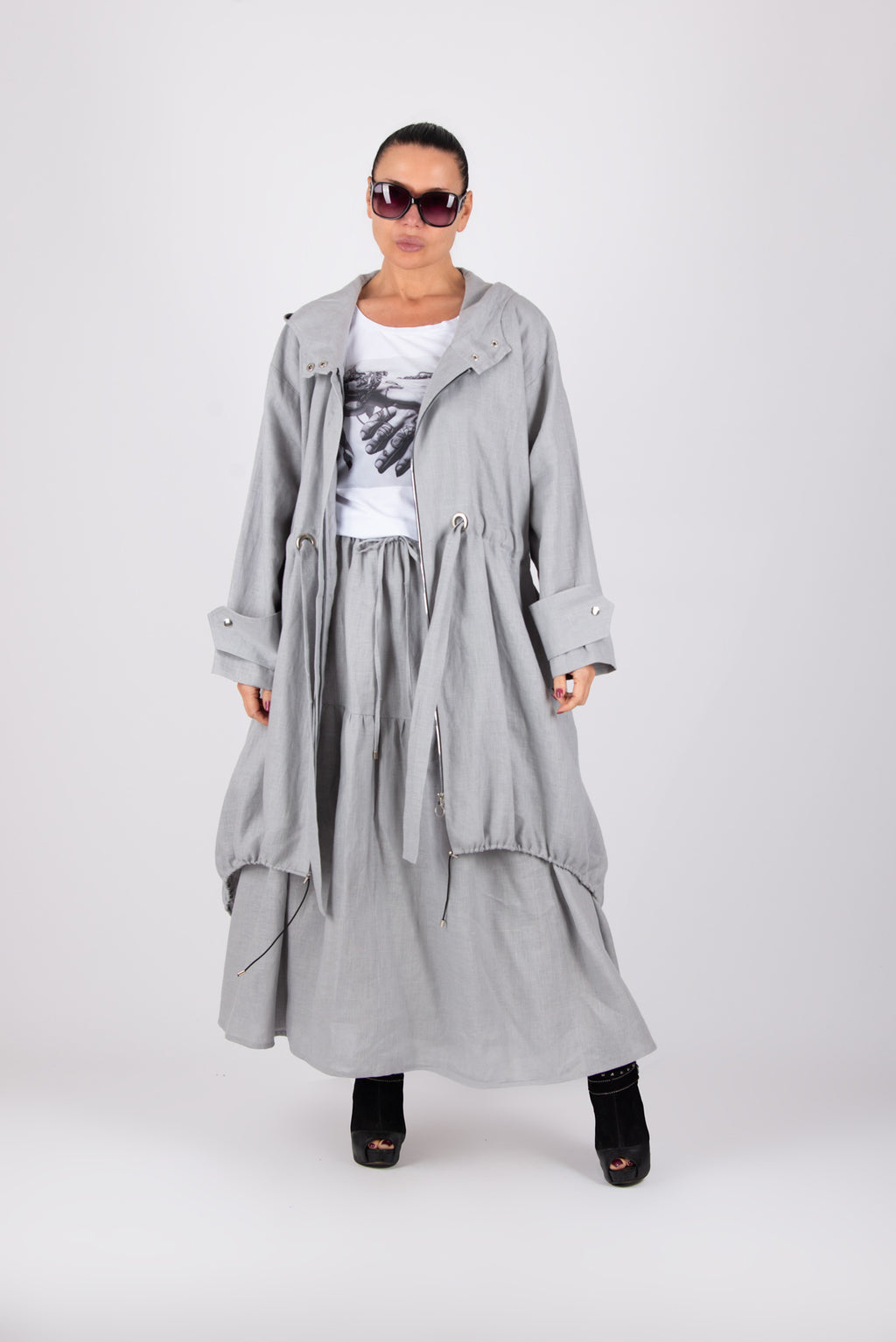 Linen Flounces Skirt - EUGF