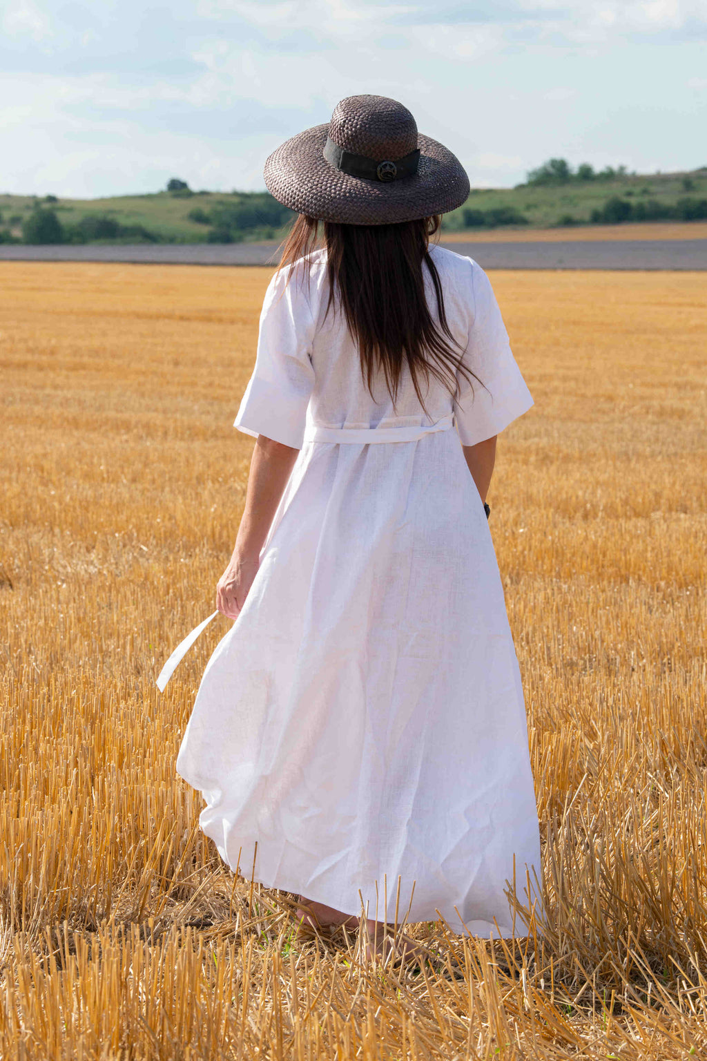 linen wrap summer dress - Eug fashion #white