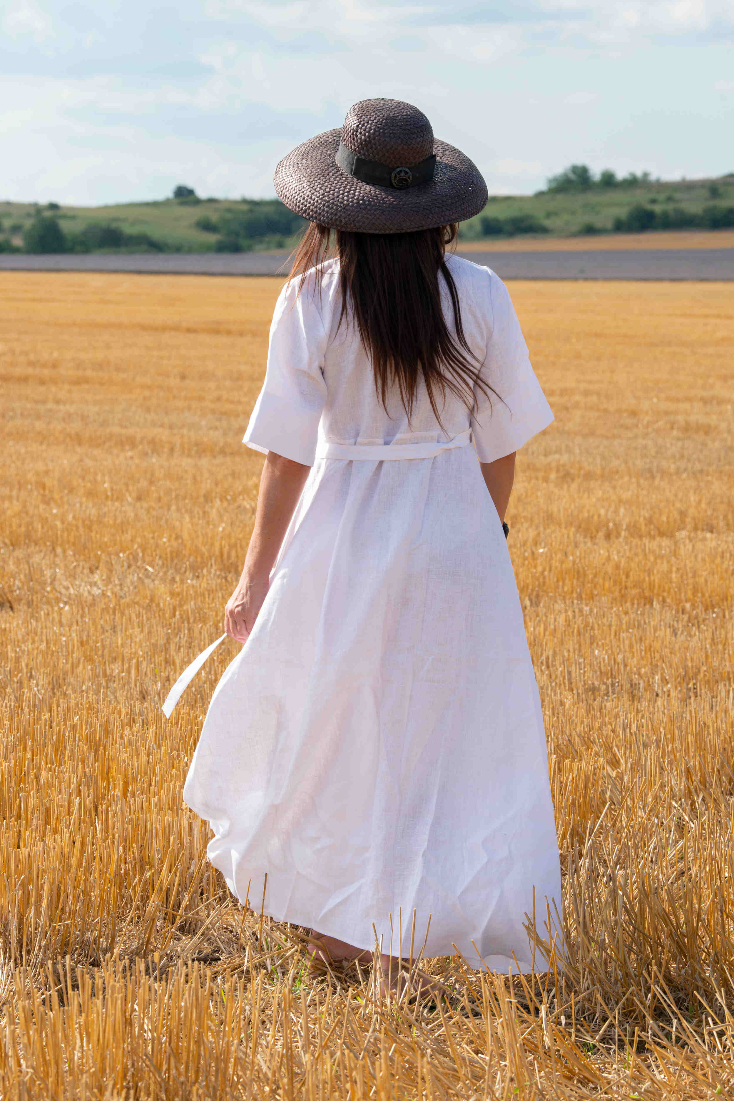 linen wrap summer dress - Eug fashion #white