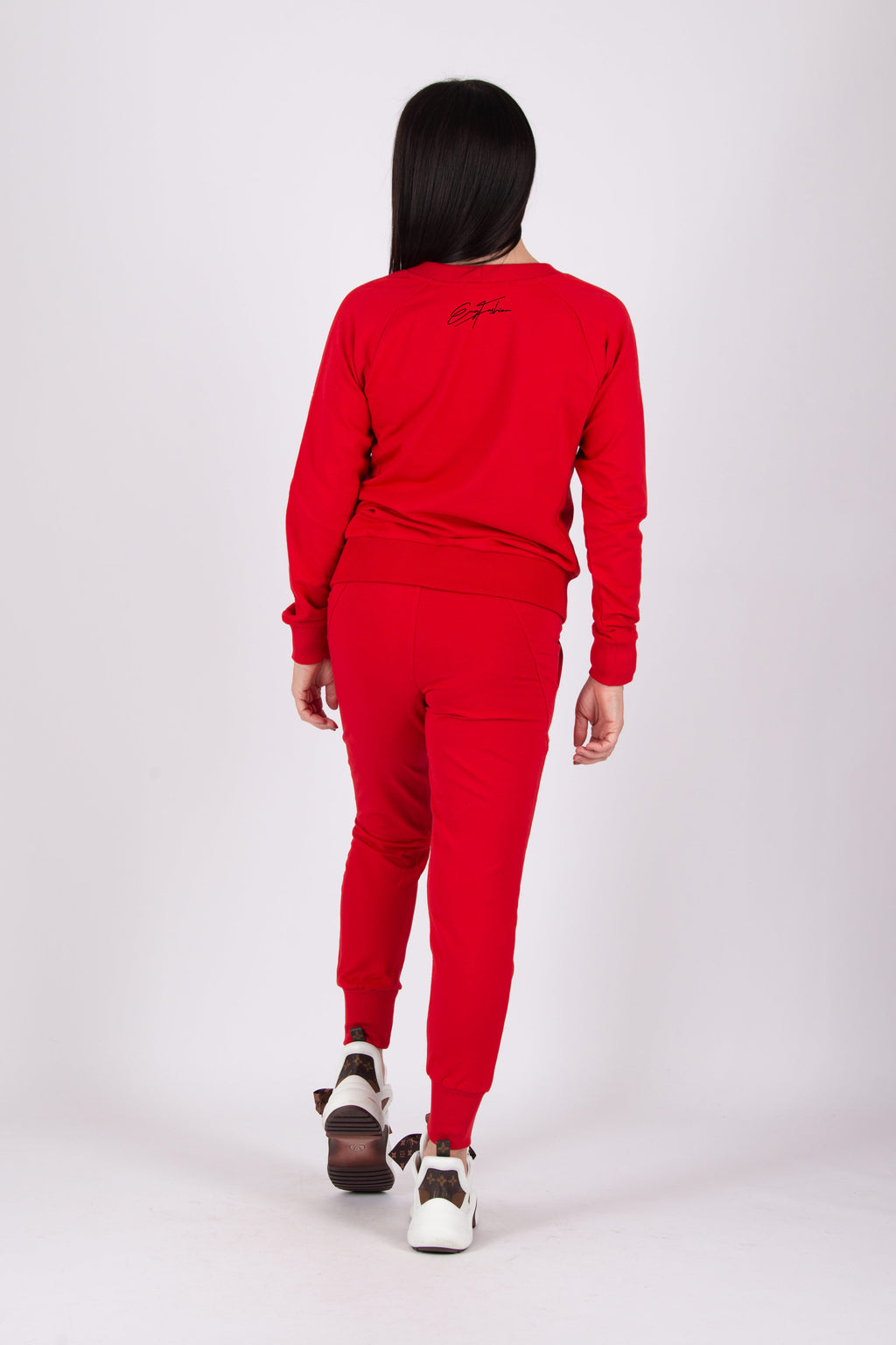 Red tracksuit - slim-fit cotton terry sweatshirt and pants with Manhattan Collection lettering, Gery | EUG Fashion #red