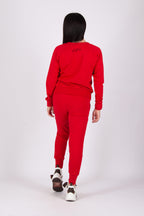 Red tracksuit - slim-fit cotton terry sweatshirt and pants with Manhattan Collection lettering, Gery | EUG Fashion #red