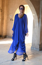 Long Blue Chiffon Dress PREA - EUG FASHION