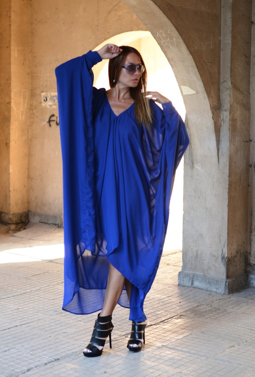 Long Blue Chiffon Dress PREA - EUG FASHION