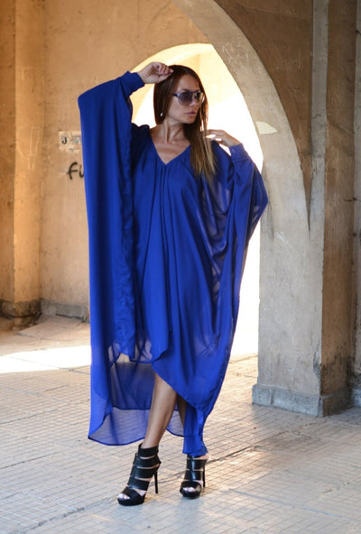 Long Blue Chiffon Dress PREA - EUG FASHION EugFashion 