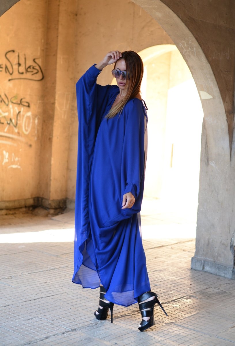 Long Blue Chiffon Dress PREA - EUG FASHION EugFashion 