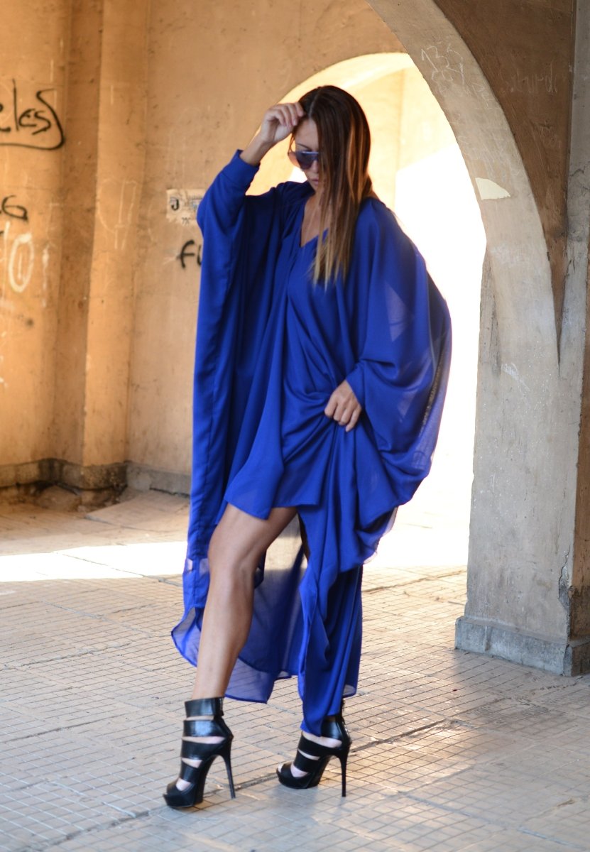 Long Blue Chiffon Dress PREA - EUG FASHION