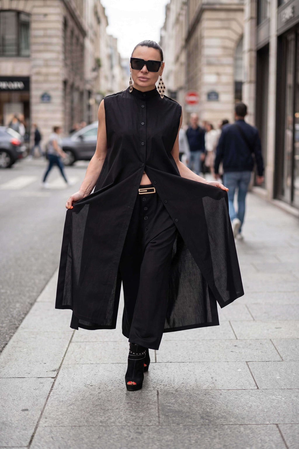 Long cotton shirt  - EUG fashion #black