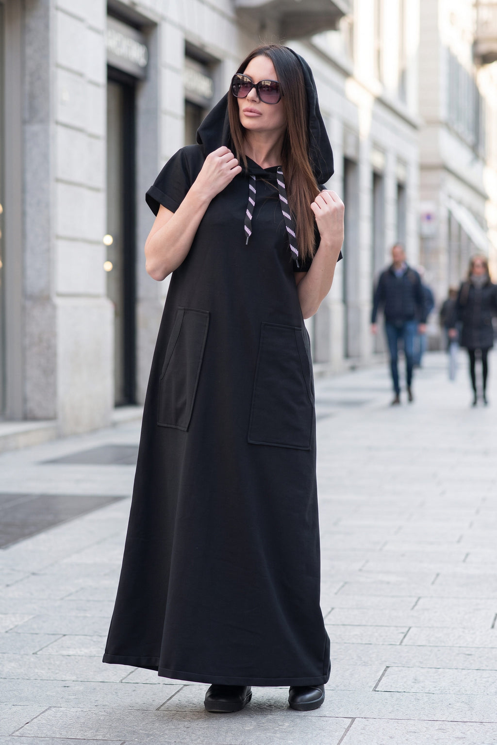 Black long dress a line #black