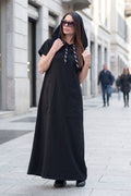 Black long dress a line #black