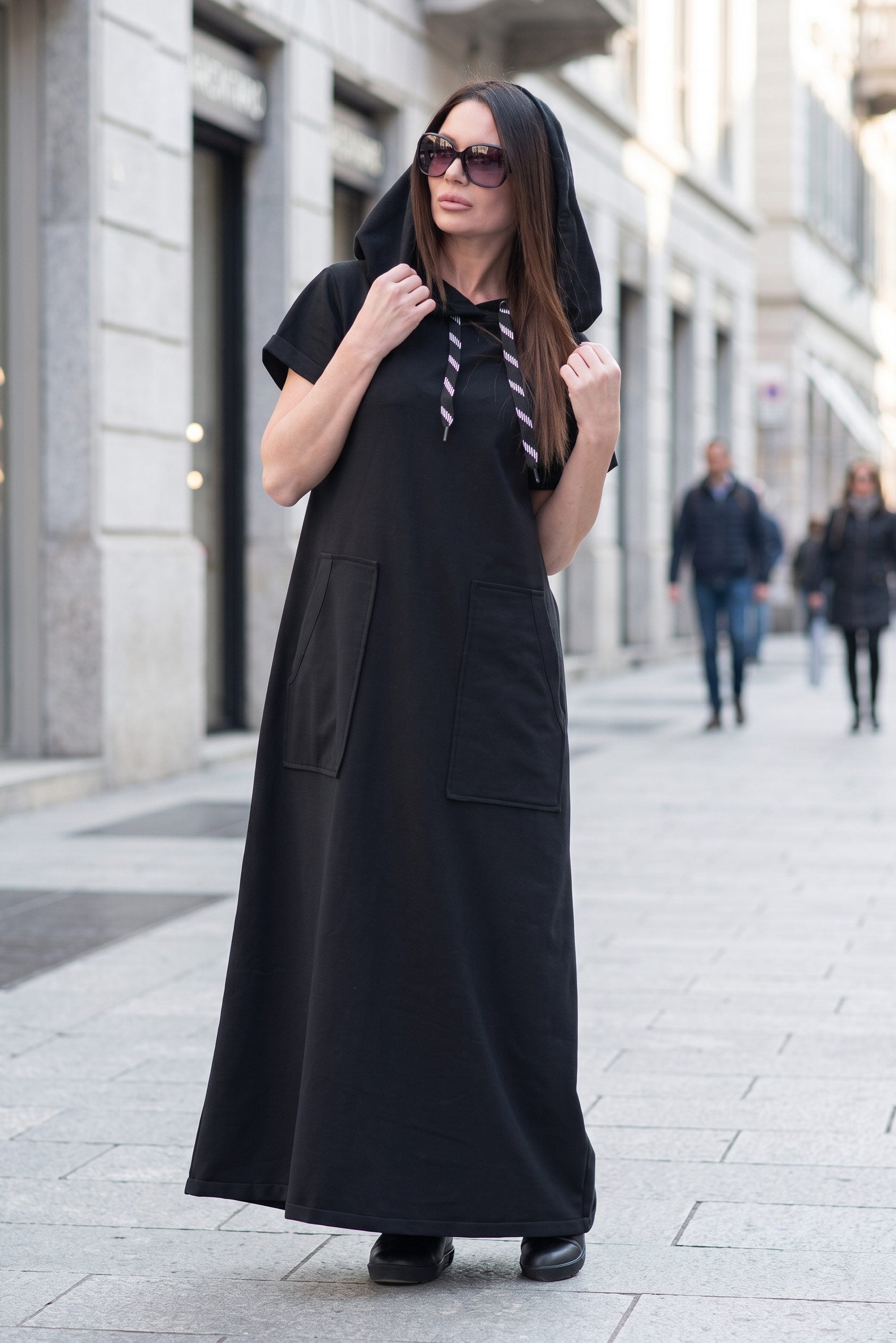Black long dress a line #black