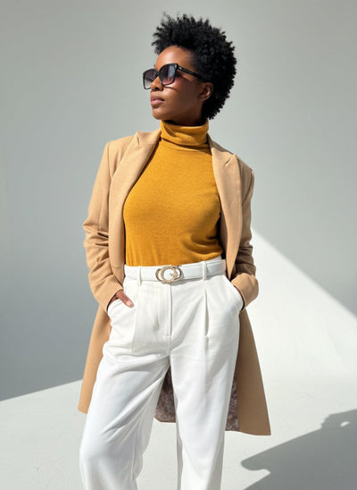 Long Elegant Beige Coat - EUG Fashion EugFashion 