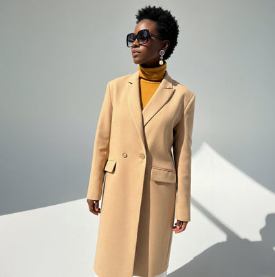Long Elegant Beige Coat - EUG Fashion EugFashion 