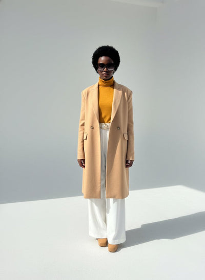 Long Elegant Beige Coat - EUG Fashion EugFashion 