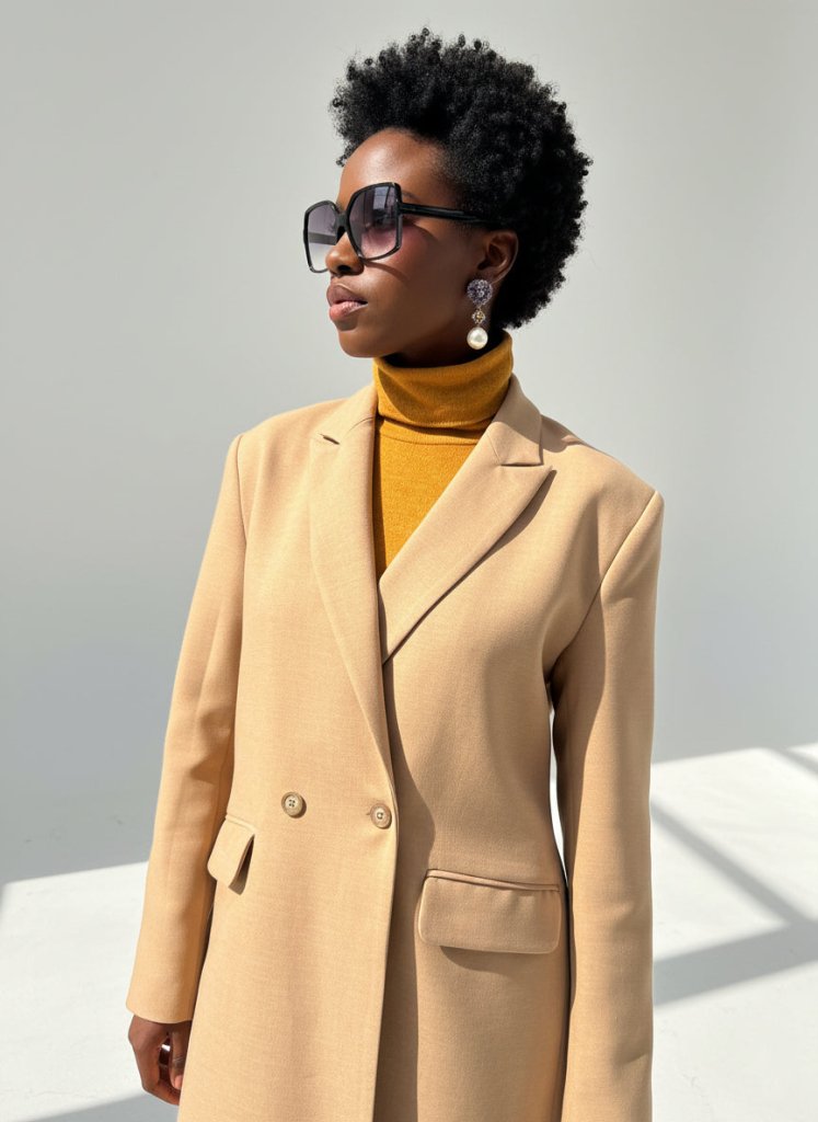 Long Elegant Beige Coat - EUG Fashion EugFashion 