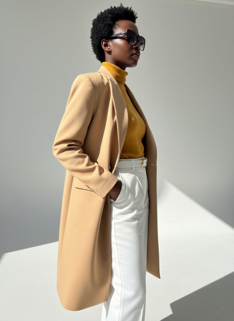 Long Elegant Beige Coat - EUG Fashion EugFashion 