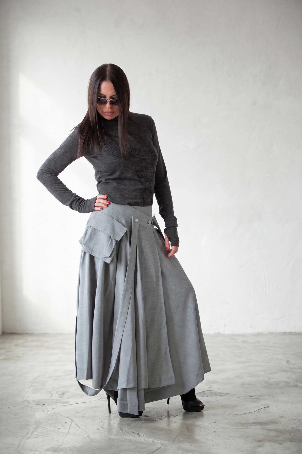 wide light gray  skirt