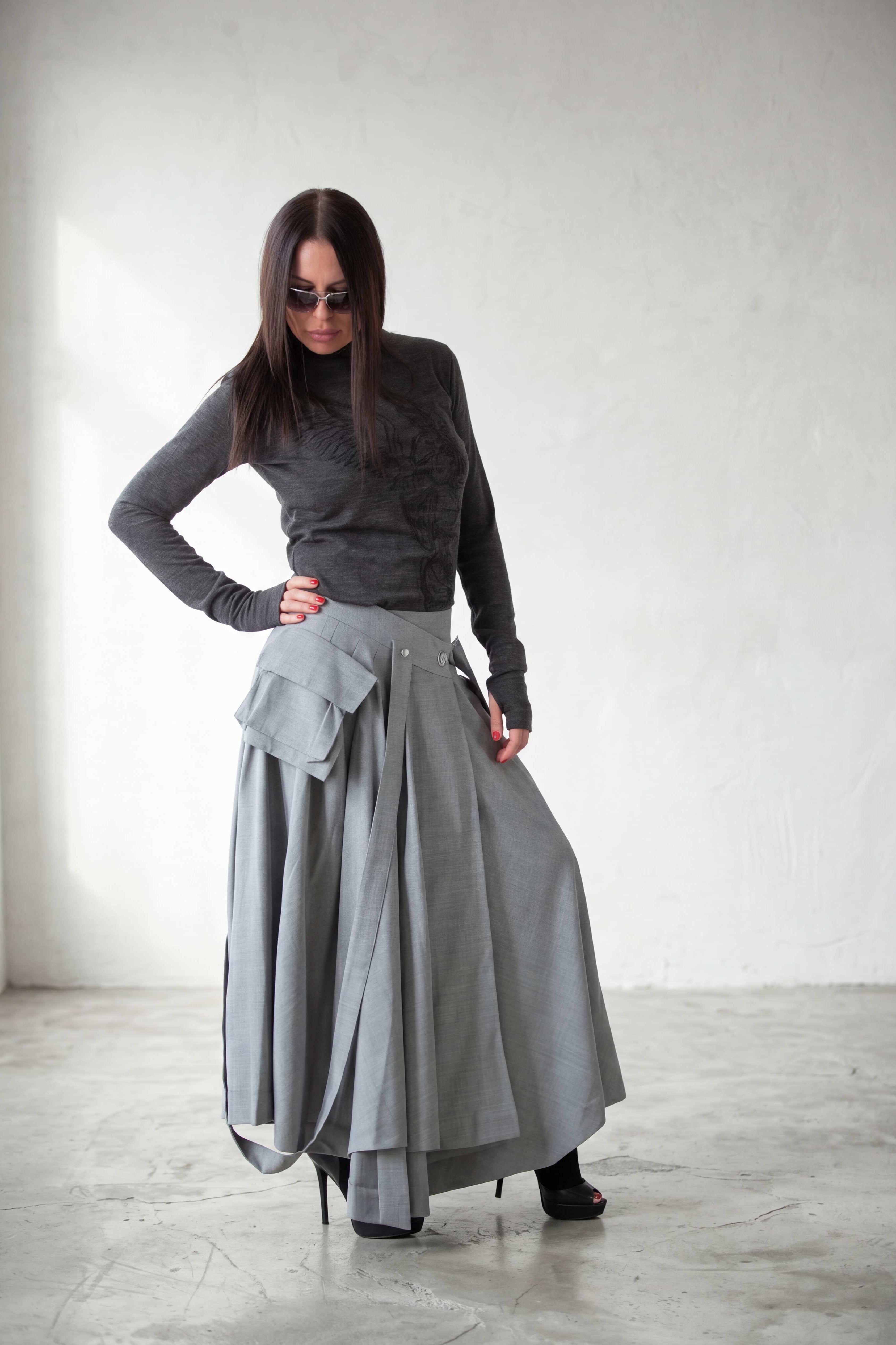 wide light gray  skirt