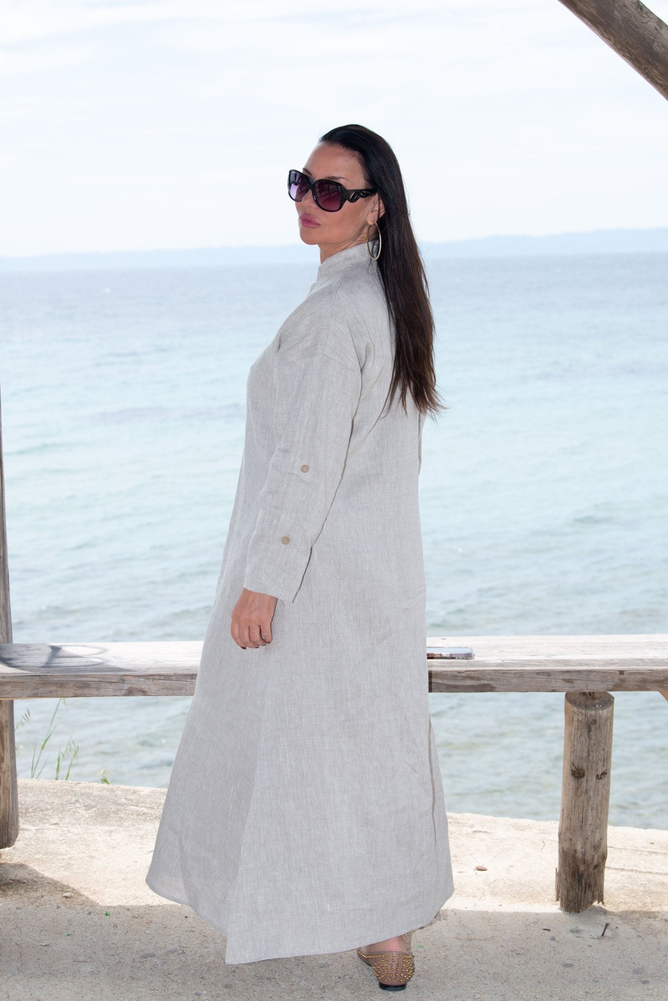 Long Linen Dress ENAS - EUG FASHION EugFashion 