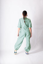 Wrap linen jumpsuit #mint-green
