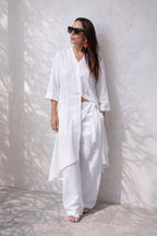 Linen wrap pants #white