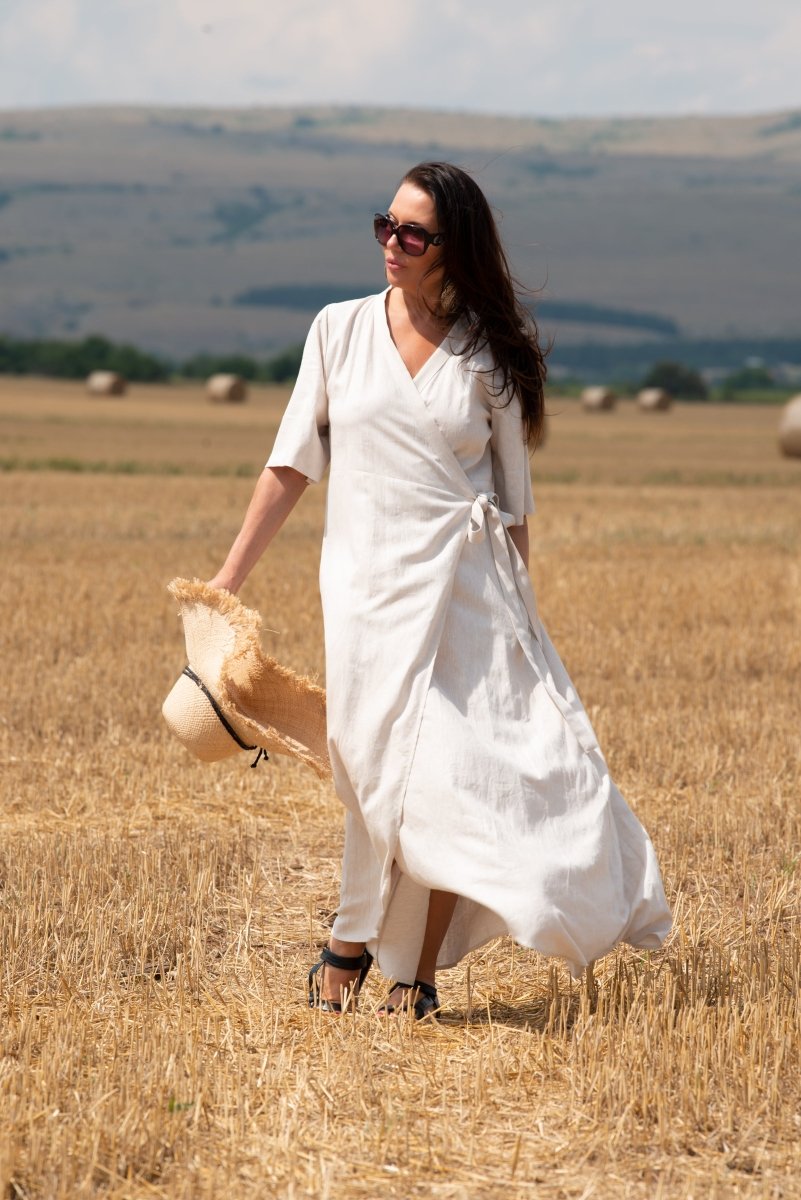 Long Linen Wrap Dress VERONA - EUG Fashion