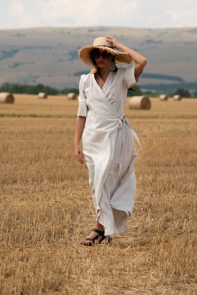 Long Linen Wrap Dress VERONA - EUG Fashion