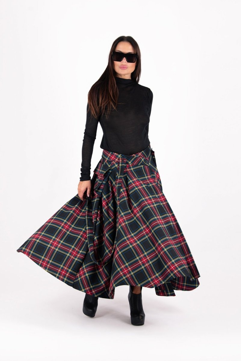 Long Plaid Skirt Zefira - EUG Fashion