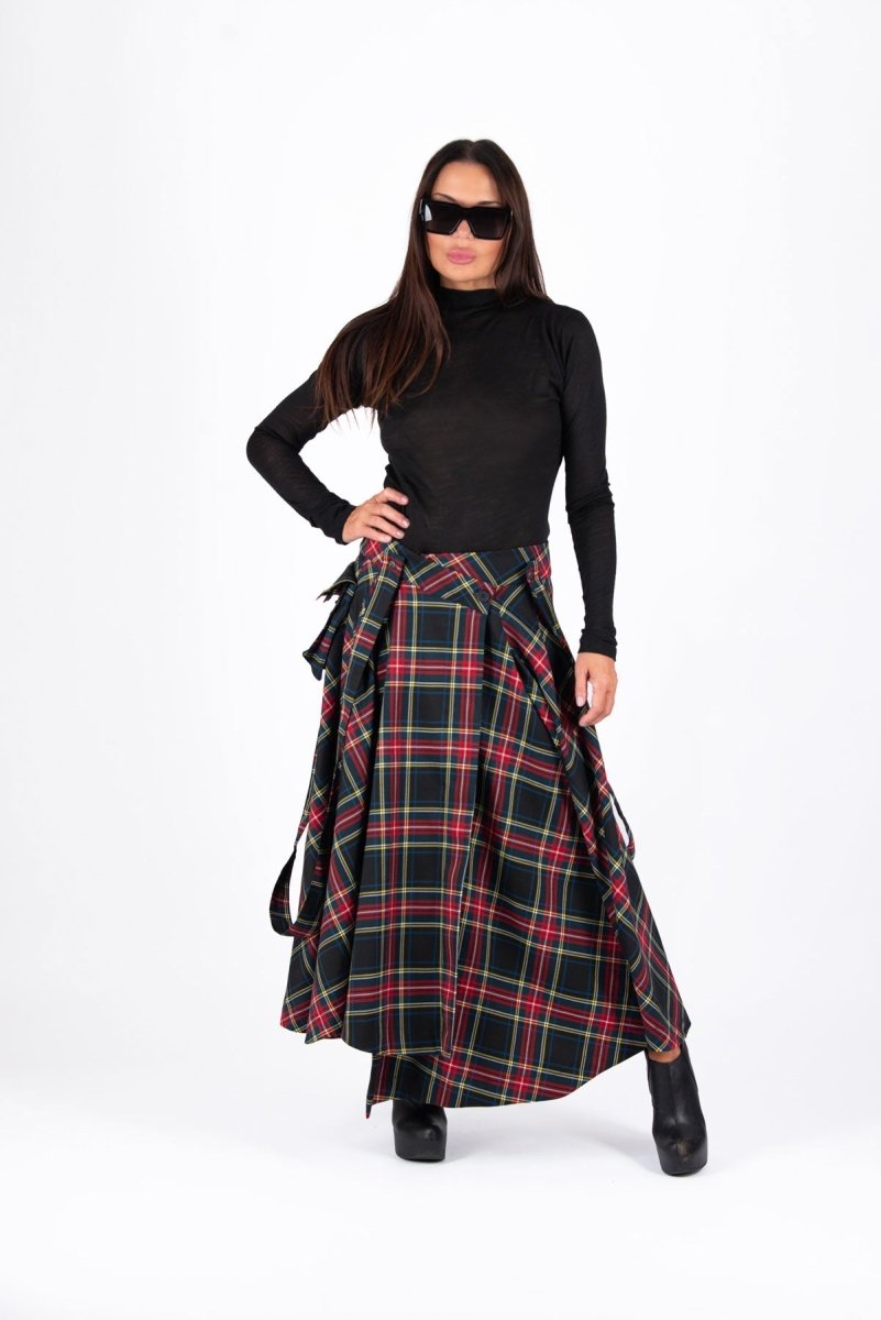 Long Plaid Skirt Zefira - EUG FASHION EugFashion 