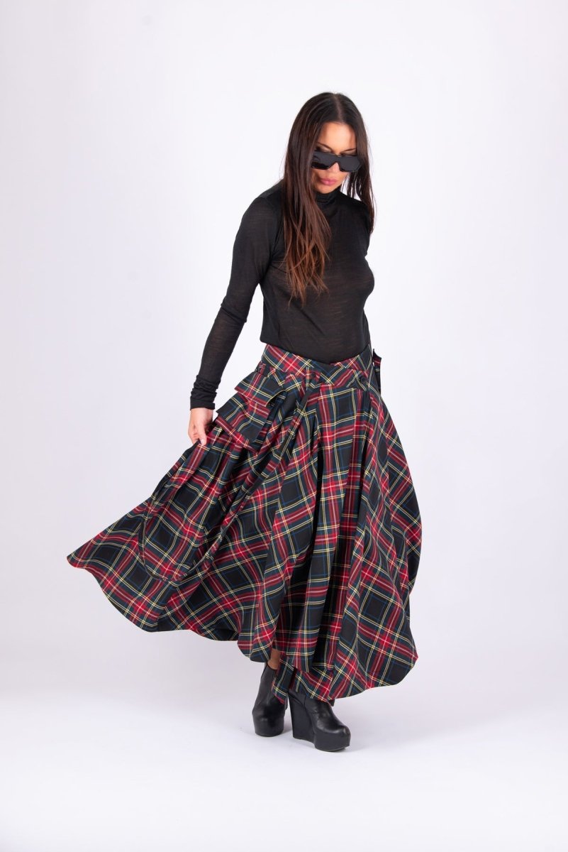 Long Plaid Skirt Zefira - EUG Fashion